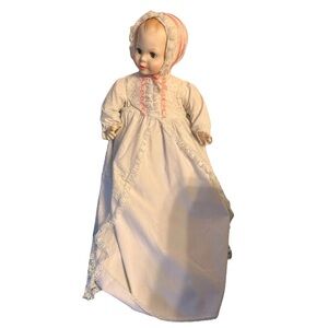 1977 Susan Gibson 22” Vinyl Sleepy Eye Christening Doll Vintage 70s Collectible